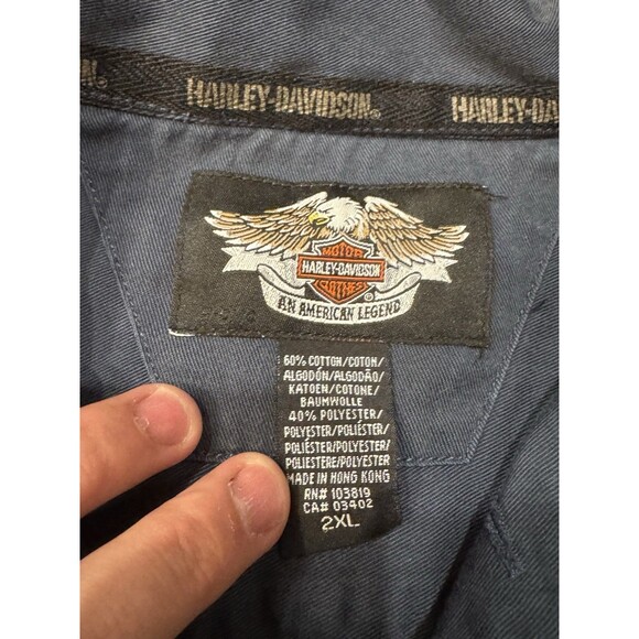 Harley Davidson Embroidered Patch Shirt Mens 2XL XXL Black Short Sleeve V Twin - Picture 6 of 6